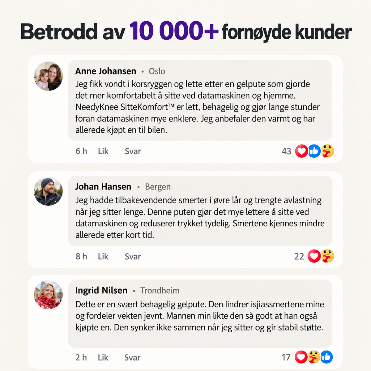NeedyKnee SitteKomfort™ – Ergonomisk gelpute for sunne sittevaner