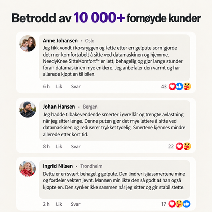 NeedyKnee SitteKomfort™ – Ergonomisk gelpute for sunne sittevaner